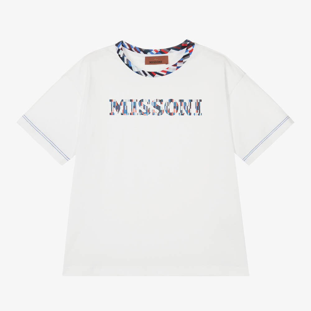Missoni - Boys White Cotton T-Shirt | Childrensalon