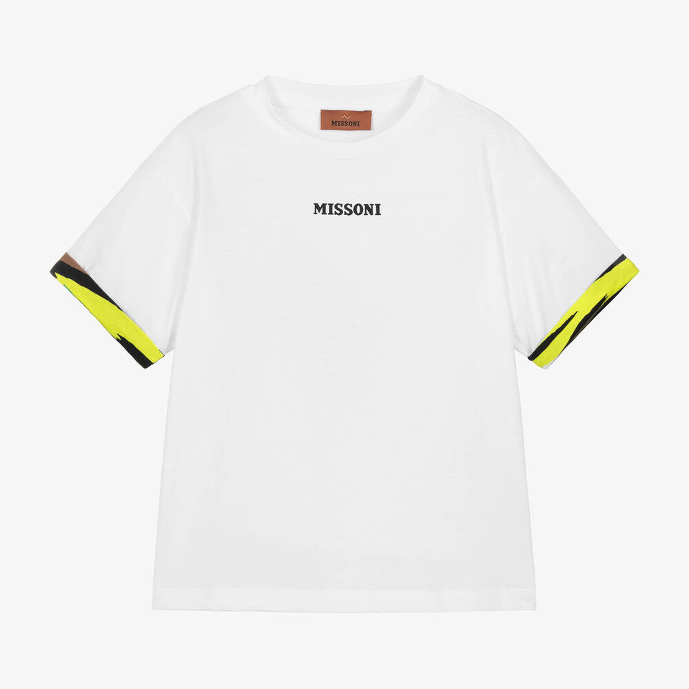Missoni - Boys White Zigzag Organic Cotton T-Shirt | Childrensalon