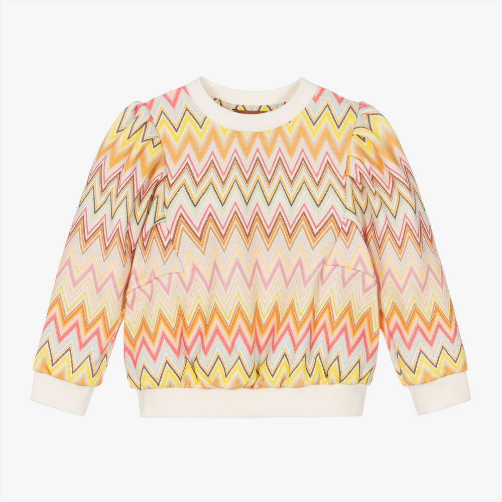 Missoni - Girls Cotton Zigzag Sweatshirt | Childrensalon