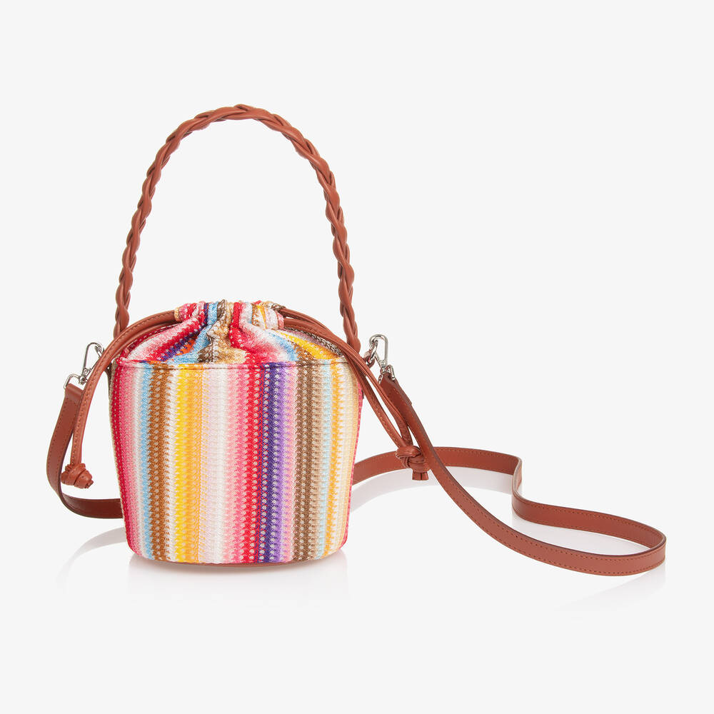 Missoni Kids' Girls Pink Multi-stripe Bucket Bag