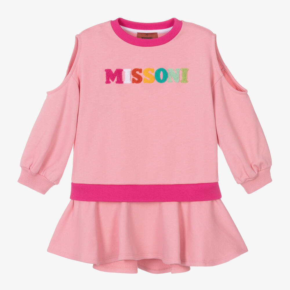 Missoni - Girls Pink Organic Cotton Sweatshirt Dress | Childrensalon