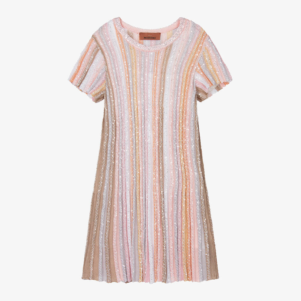 Missoni - Girls Pink Striped Viscose Dress | Childrensalon