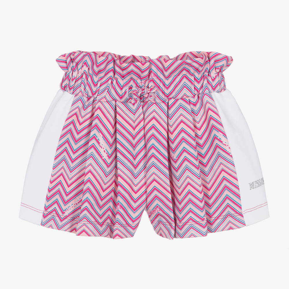Missoni - Girls Pink & White Cotton Zigzag Shorts | Childrensalon