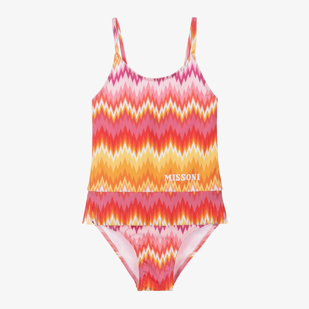 Missoni - Girls Pink Zigzag Swimsuit | Childrensalon