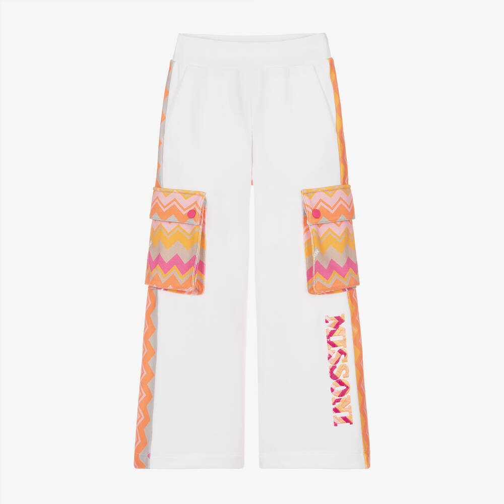 Missoni - Girls White Cotton Zigzag Trousers | Childrensalon