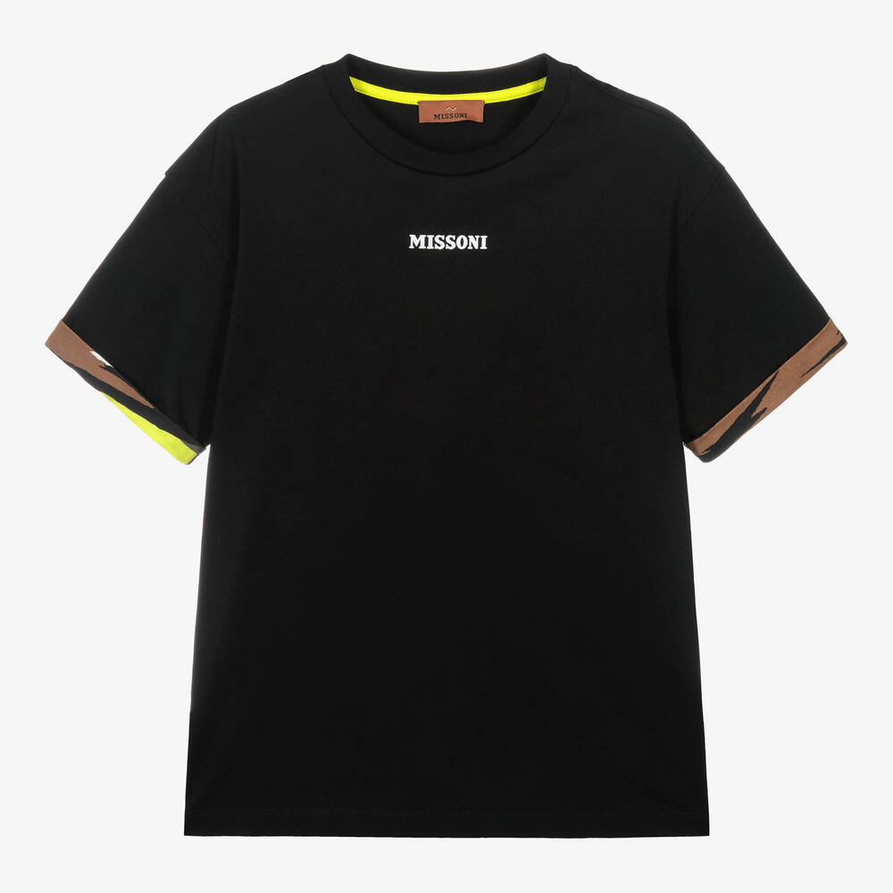 Missoni - Teen Boys Black Cotton Zigzag T-Shirt | Childrensalon