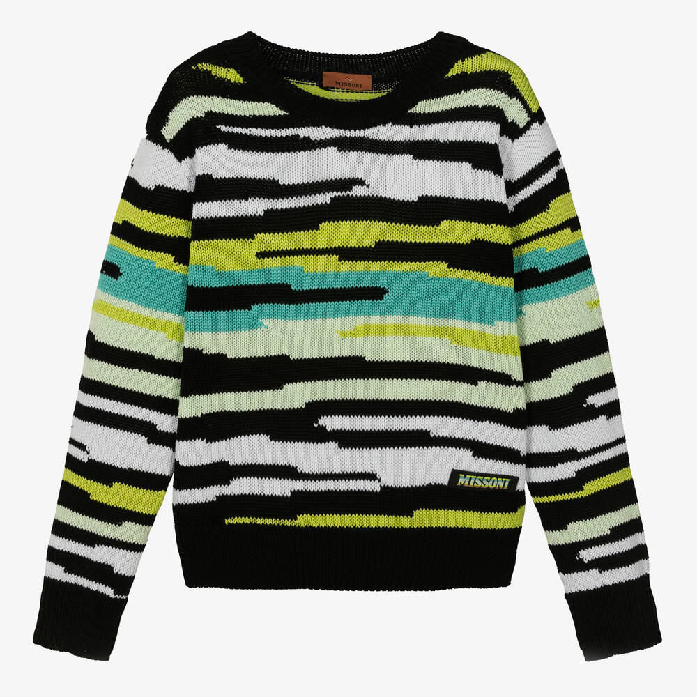 Missoni - Teen Boys Black Zigzag Cotton Sweater | Childrensalon