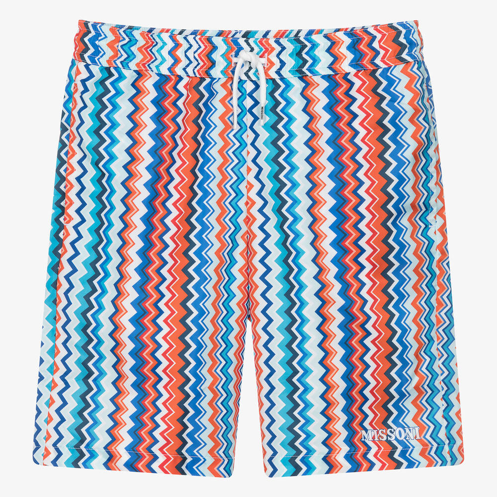 Missoni - Teen Boys Blue Zigzag Swim Shorts | Childrensalon