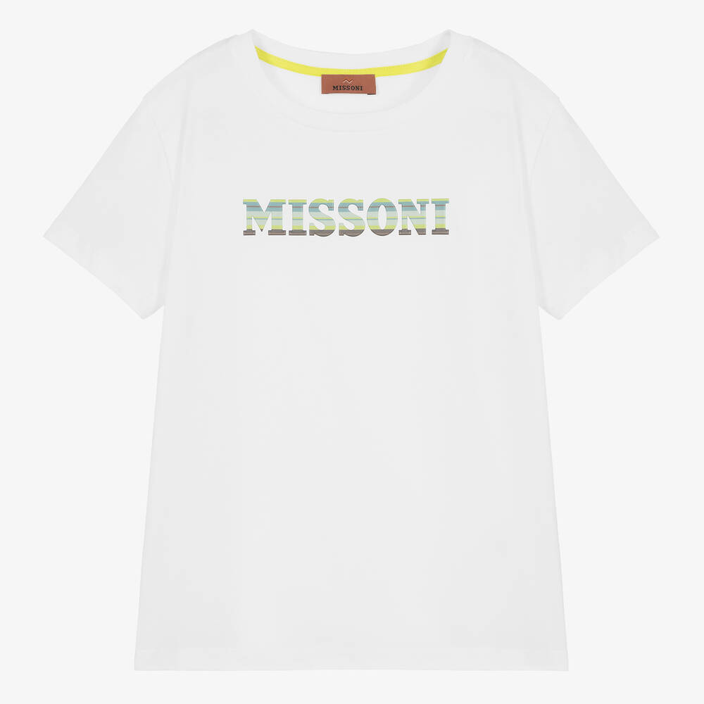 Missoni - Teen Boys White Cotton T-Shirt | Childrensalon