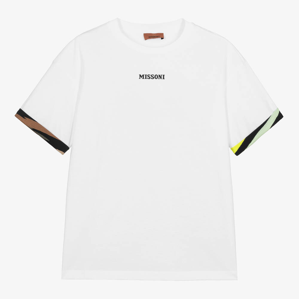Missoni Teen Boys White Cotton Zigzag T-shirt