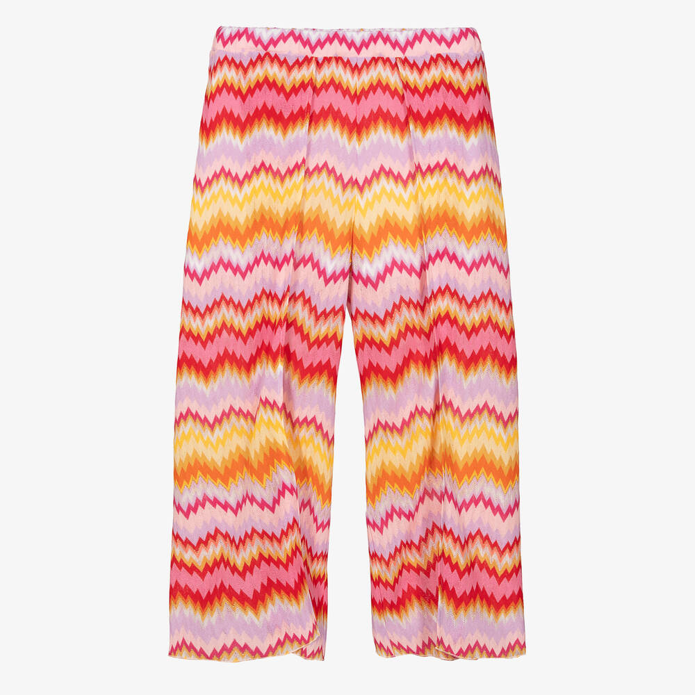 Missoni - Teen Girls Pink Cotton Knit Zigzag Trousers | Childrensalon