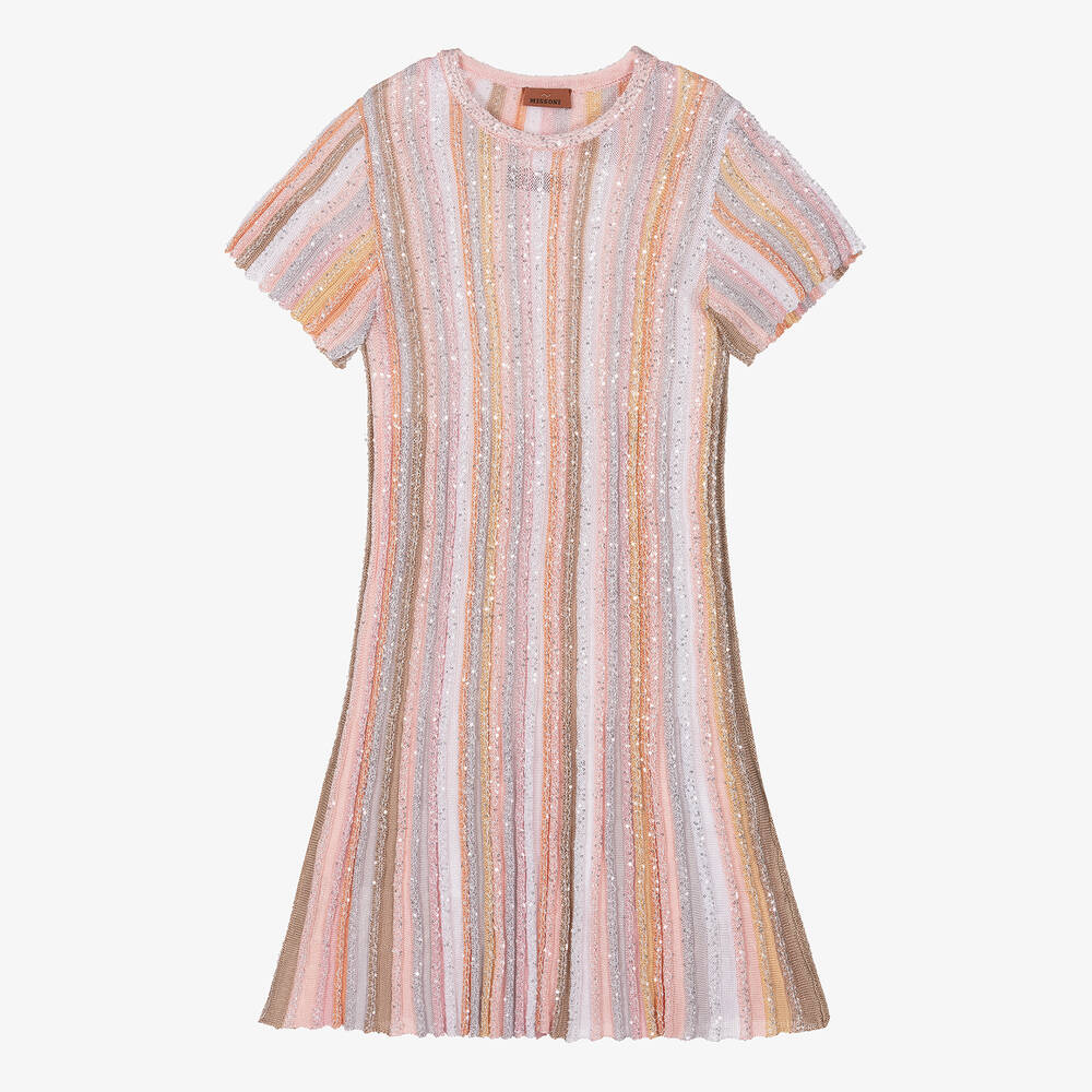 Missoni - Teen Girls Pink Striped Viscose Dress | Childrensalon
