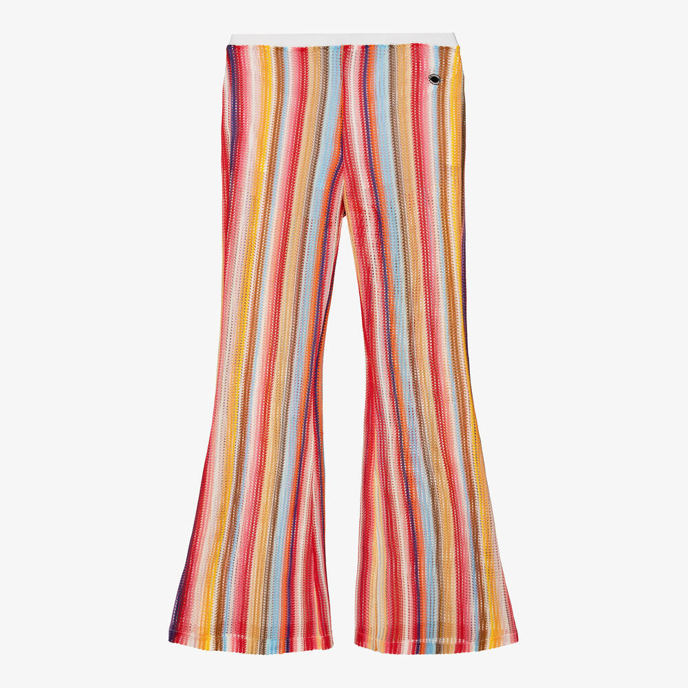 Missoni Teen Girls Red Striped Viscose Trousers