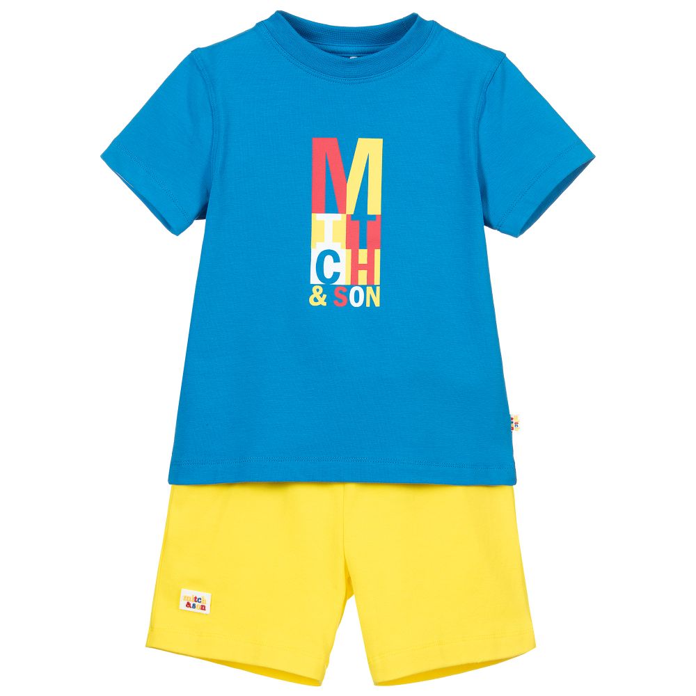 Mitch & Son Babies' Boys Blue & Yellow Shorts Set