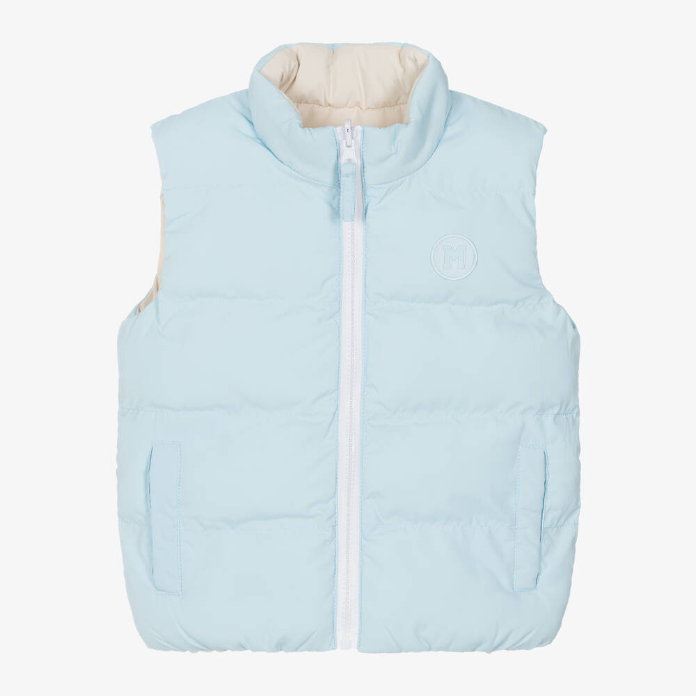 Mitch & Son - Boys Blue & Beige Reversible Gilet  | Childrensalon