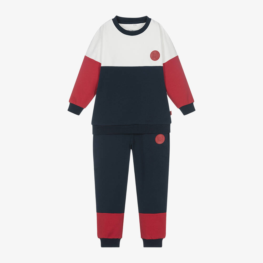 Mitch & Son - Boys Blue Colourblock Tracksuit | Childrensalon