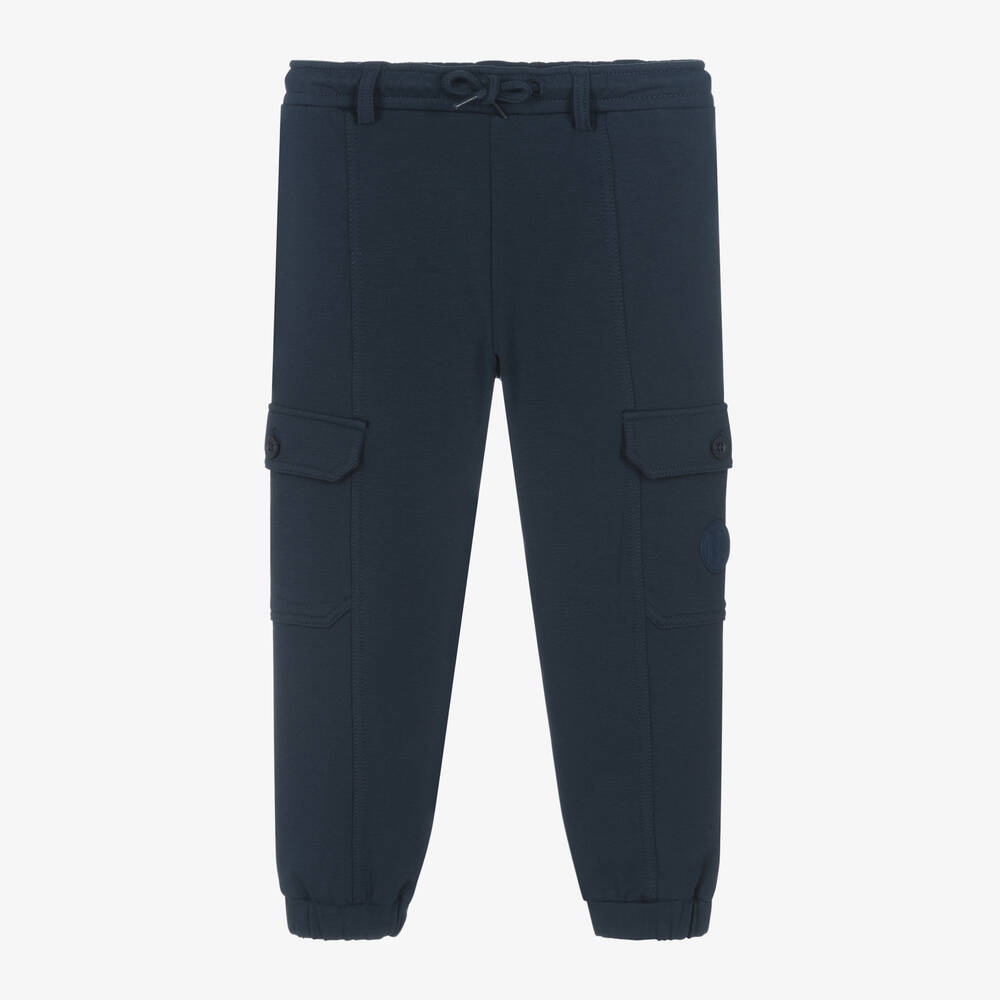 Mitch & Son - Boys Blue Cotton Cargo Joggers | Childrensalon