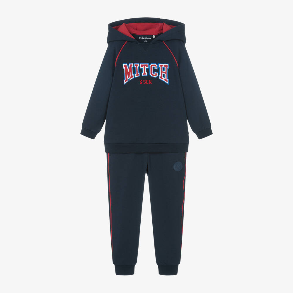 Mitch & Son - Boys Blue Cotton Varsity Tracksuit | Childrensalon