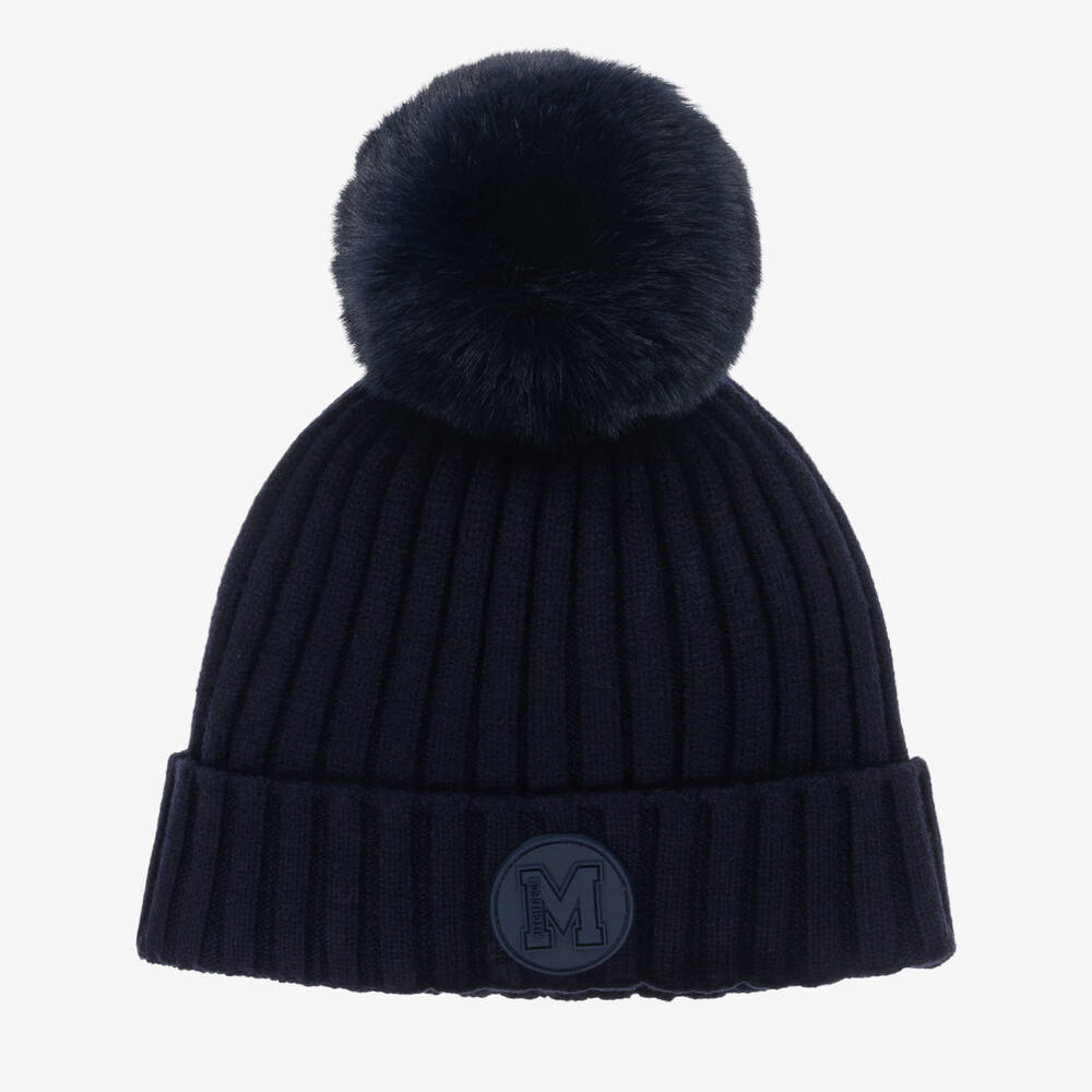 Mitch & Son - Boys Blue Knitted Bobble Hat | Childrensalon