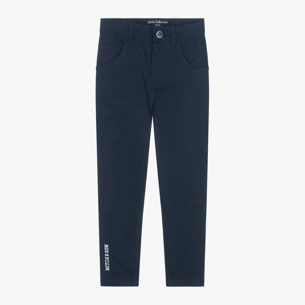 Mitch & Son - Boys Blue Twill Trousers | Childrensalon