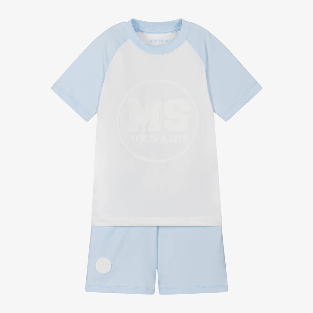 Mitch & Son - Boys Blue & White Shorts Set | Childrensalon
