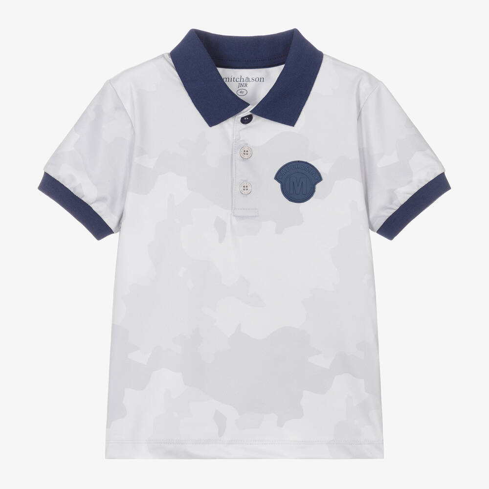 Mitch & Son - Boys Grey Camouflage Polo Shirt | Childrensalon