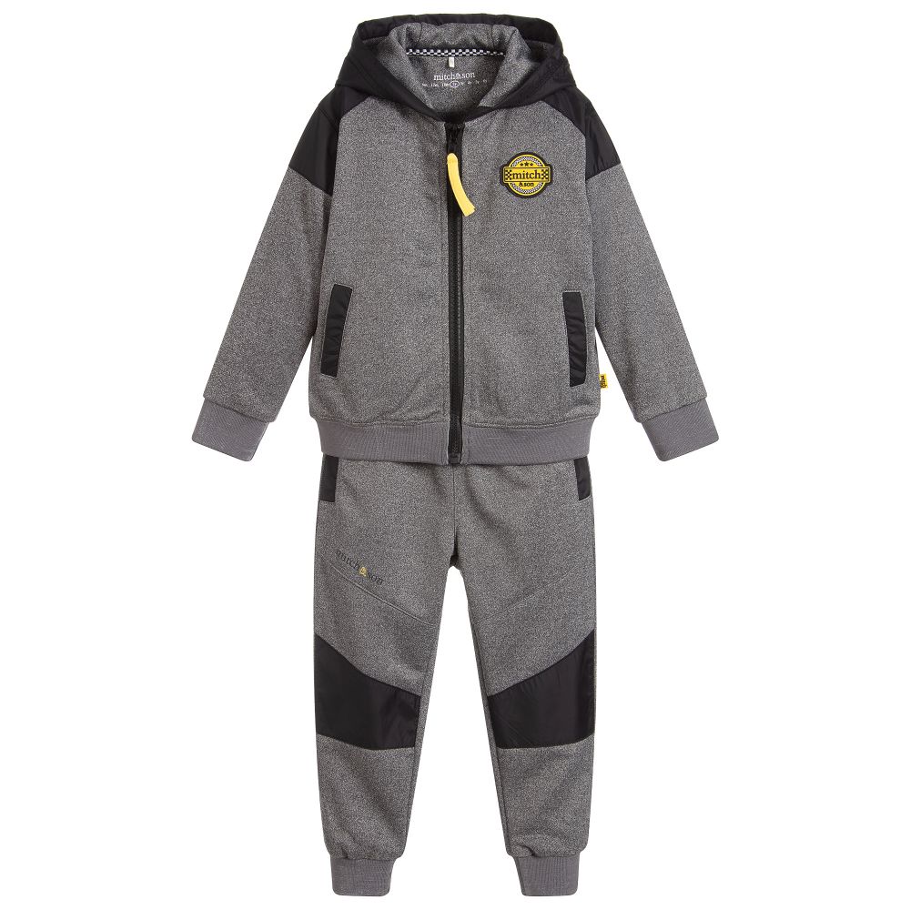 Mitch & Son Babies' Boys Grey Hooded Tracksuit In Multi
