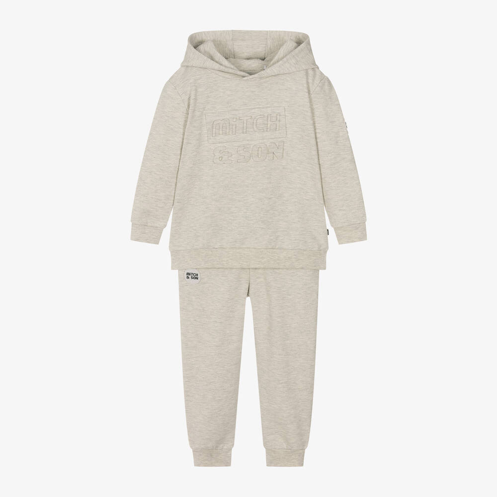 Mitch & Son - Boys Grey Hooded Tracksuit | Childrensalon