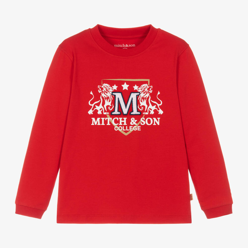 Mitch & Son Babies' Boys Red Cotton Jersey Logo Top