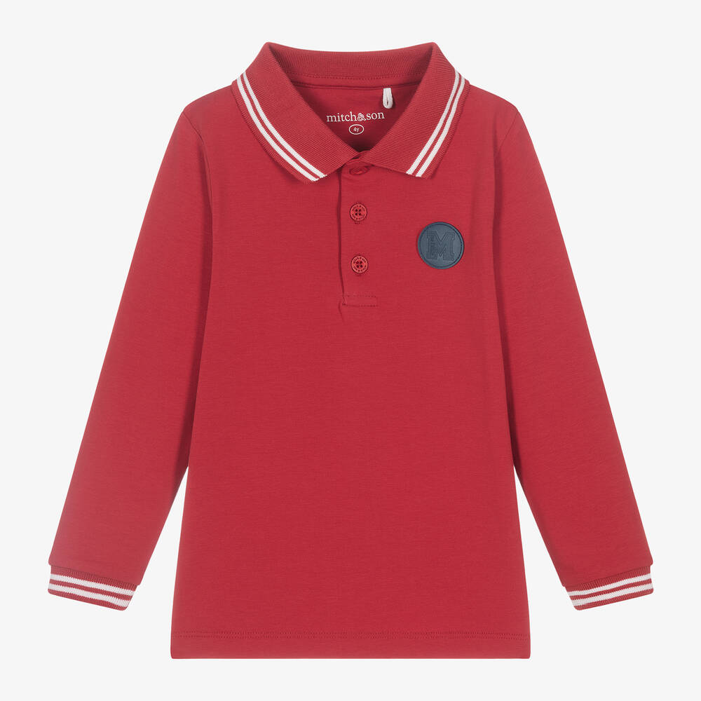 Mitch & Son - Boys Red Cotton Polo Shirt | Childrensalon