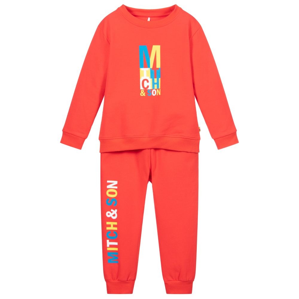 Mitch & Son Babies' Boys Red Jersey Tracksuit In Multi