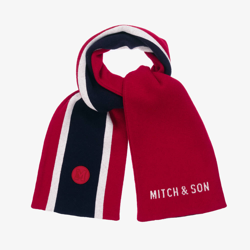 Mitch & Son - Boys Red Striped Reversible Scarf (119cm) | Childrensalon