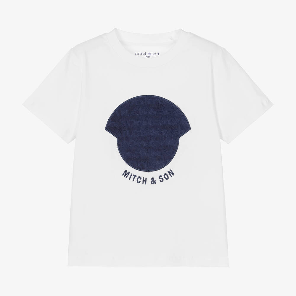 Mitch & Son - Boys White Cotton T-Shirt | Childrensalon