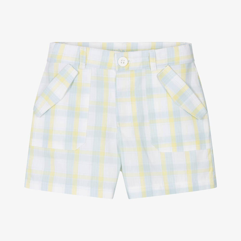 Mitch & Son Babies' Boys Yellow & Blue Check Cotton Shorts