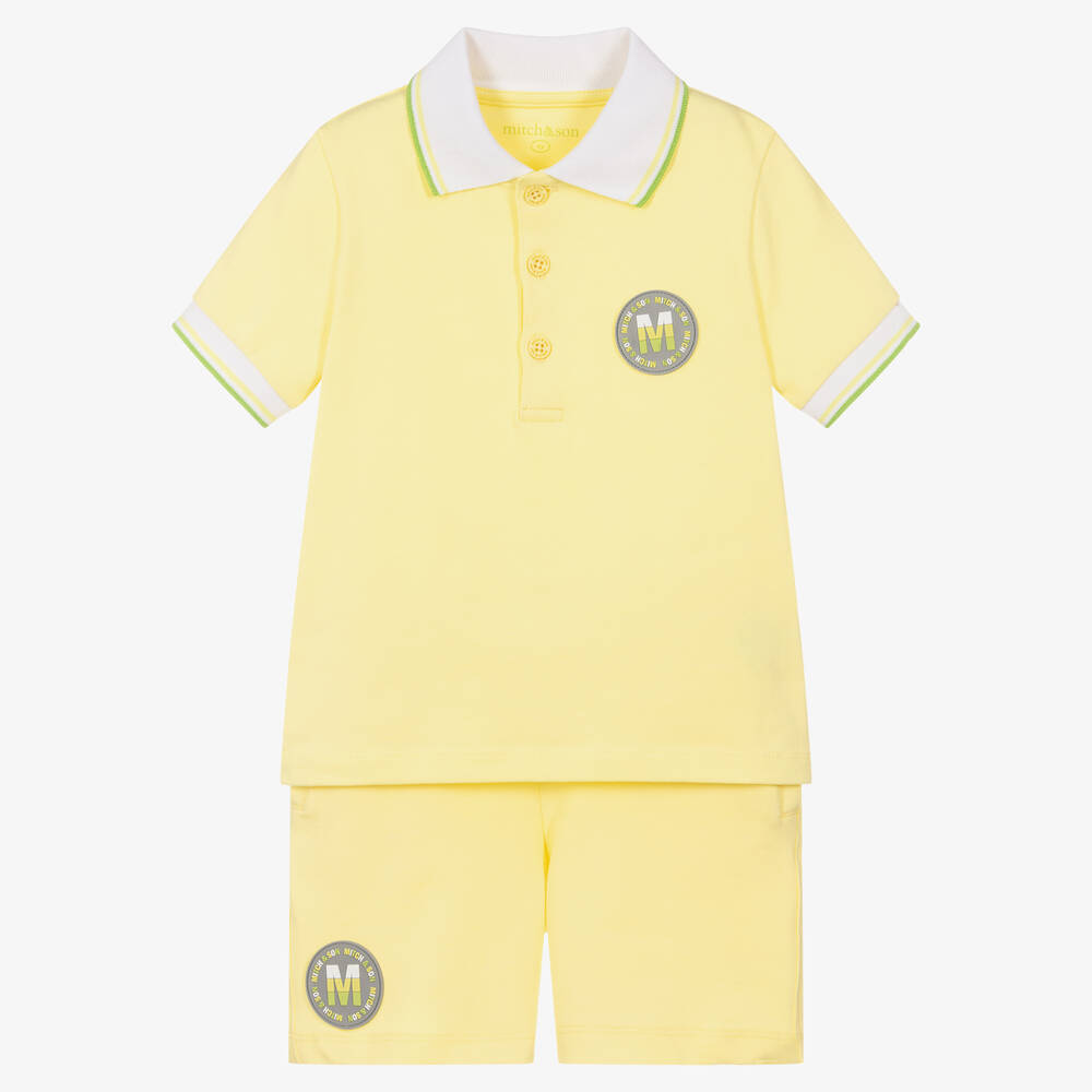 Mitch & Son Babies' Boys Yellow Cotton Shorts Set