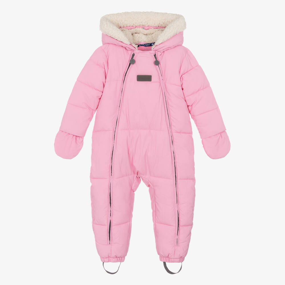 Mitty James - Baby Girls Pink Puffer Snowsuit | Childrensalon