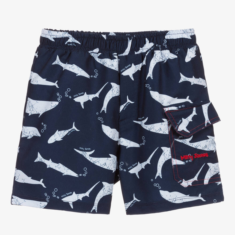 Mitty James - Boys Blue Shark Swim Shorts | Childrensalon