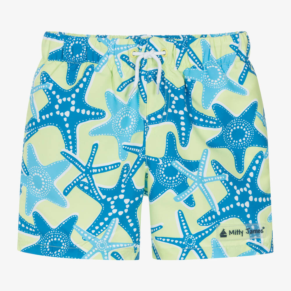 Mitty James - Boys Green Starfish Swim Shorts  | Childrensalon