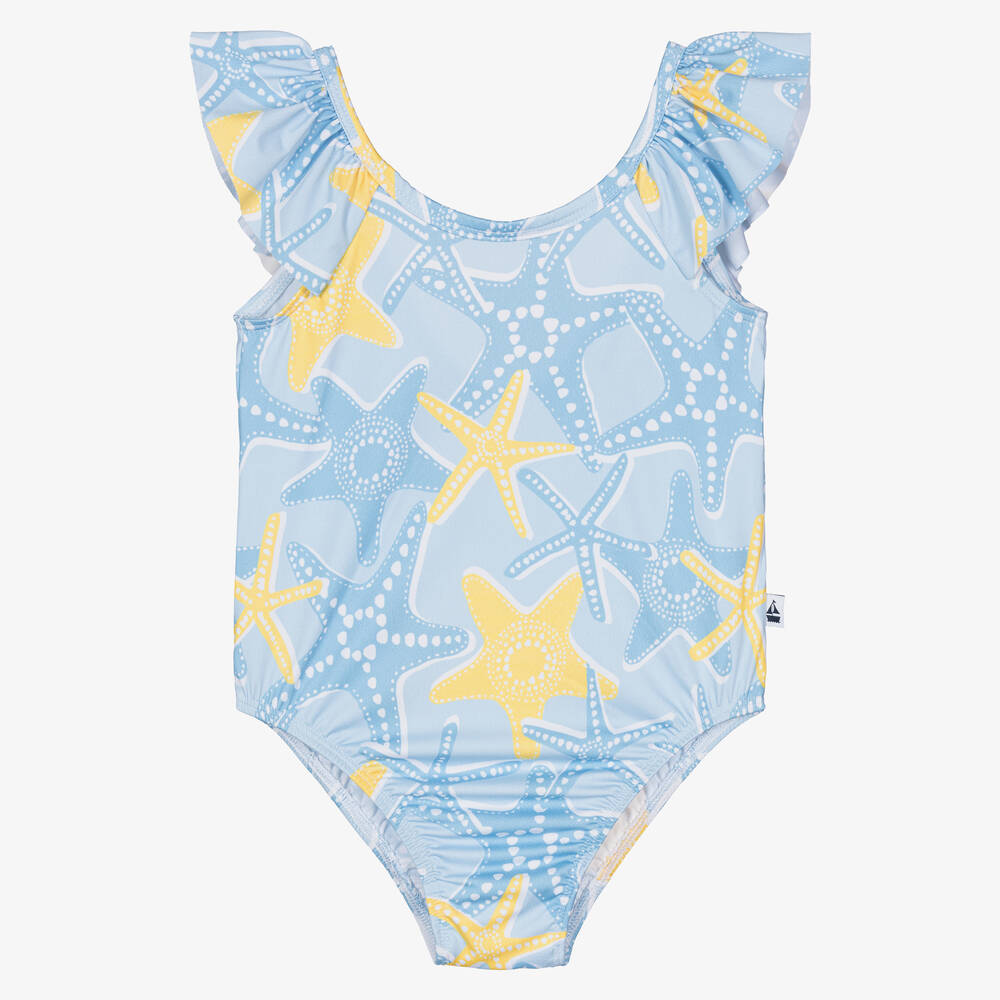 Mitty James - Girls Blue Starfish Swimsuit (UPF50+) | Childrensalon