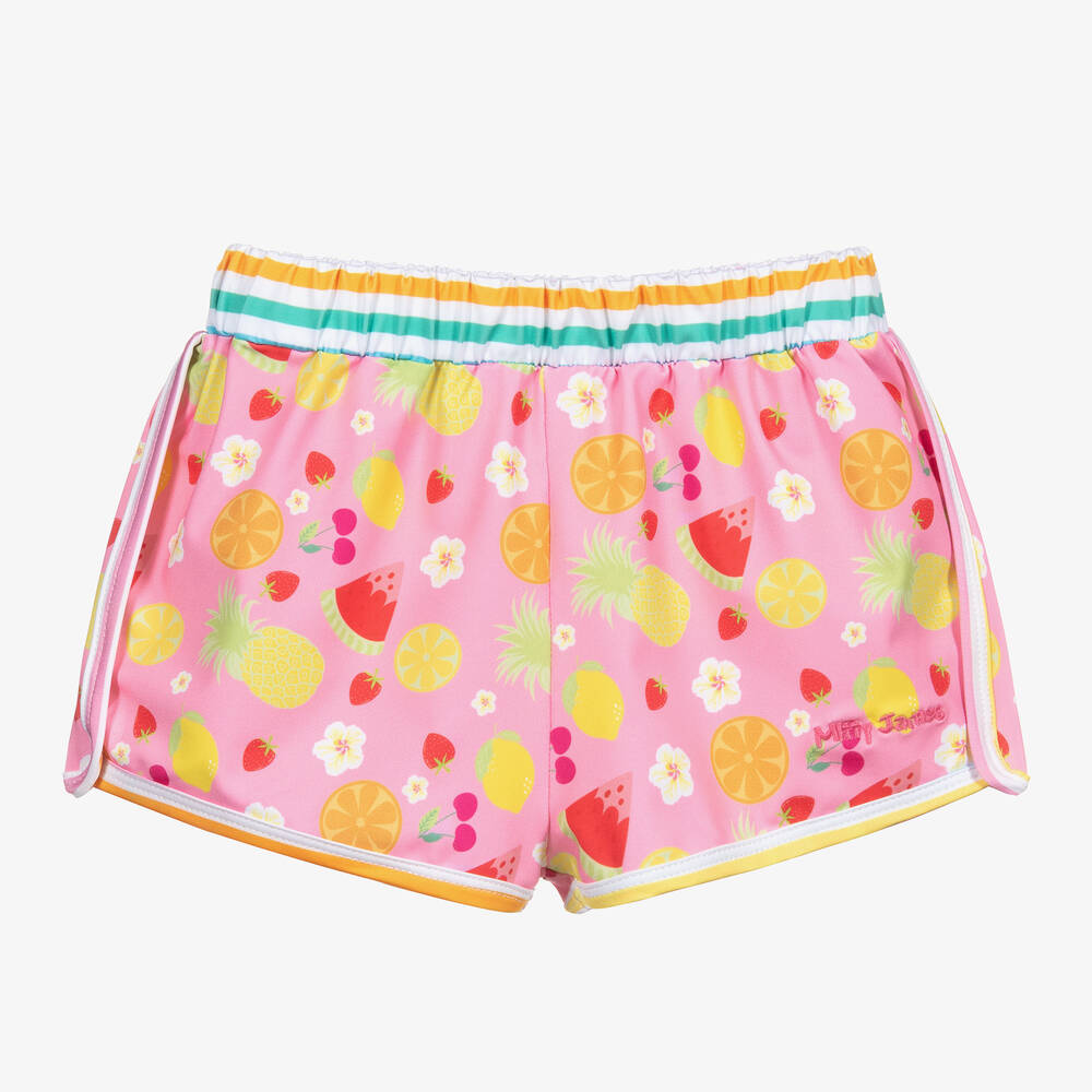 Mitty James - Girls Pink Fruits & Flowers Swim Shorts | Childrensalon