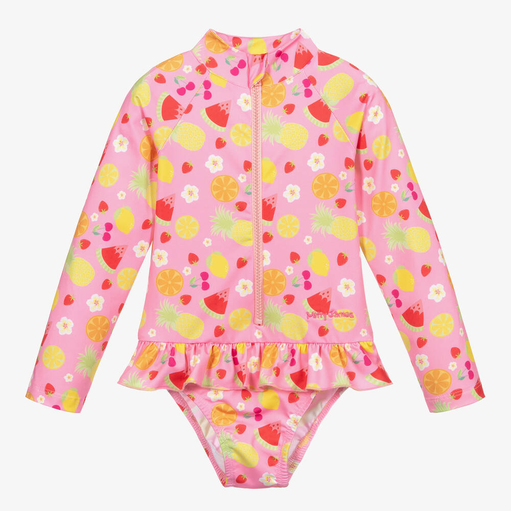 Mitty James - Girls Pink Fruits & Flowers Swimsuit | Childrensalon