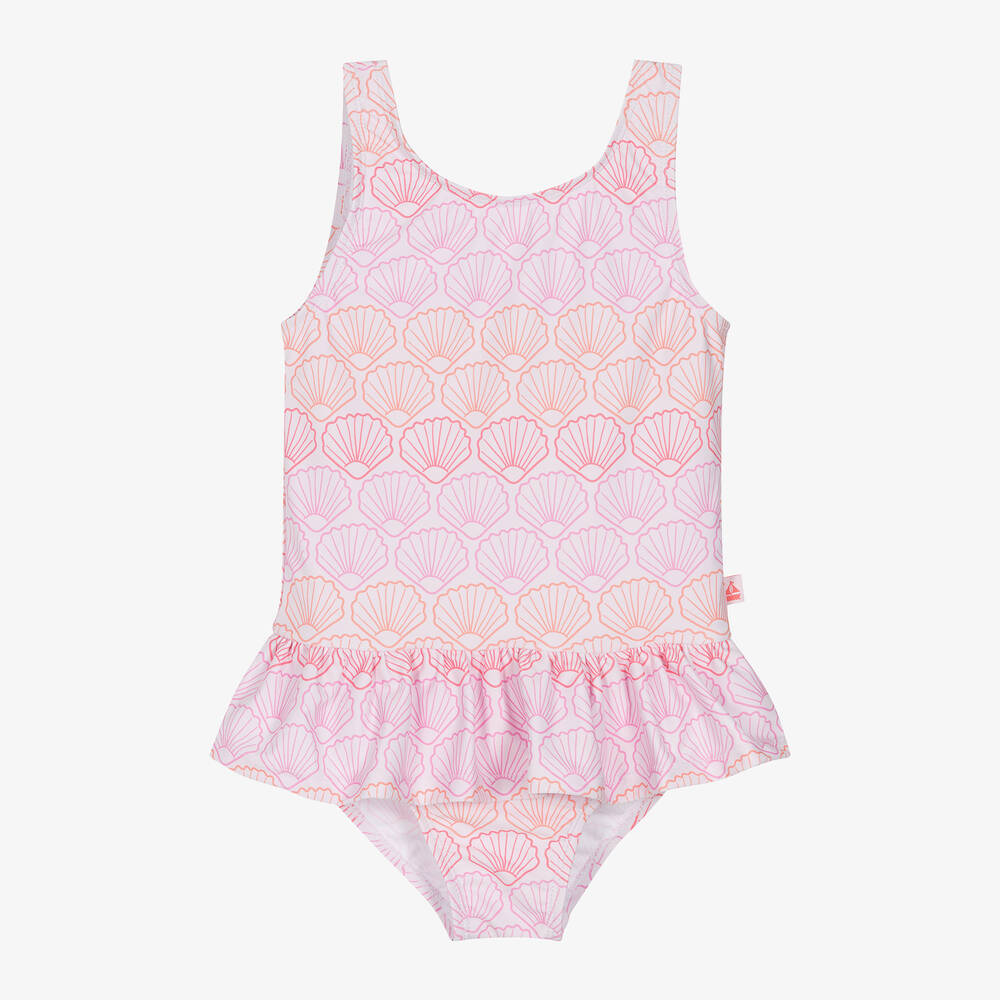 Mitty James - Girls Pink Shell Swimsuit (UPF50+) | Childrensalon