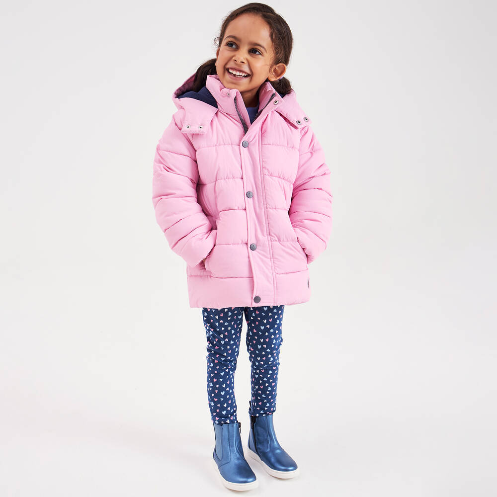Mitty James-Girls Pink Showerproof Puffer Coat | Childrensalon