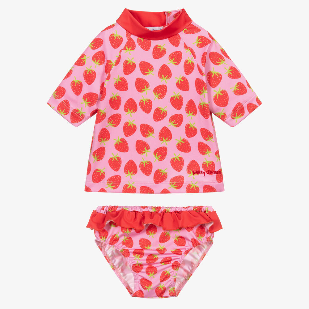 Mitty James - Розовый танкини в клубничку для девочек (UPF50+) | Childrensalon