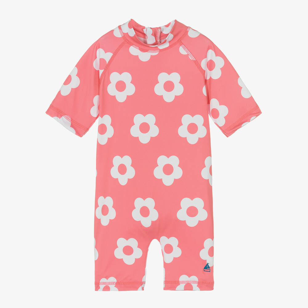 Mitty James - Розовый солнцезащитный комбинезон с белыми цветами | Childrensalon