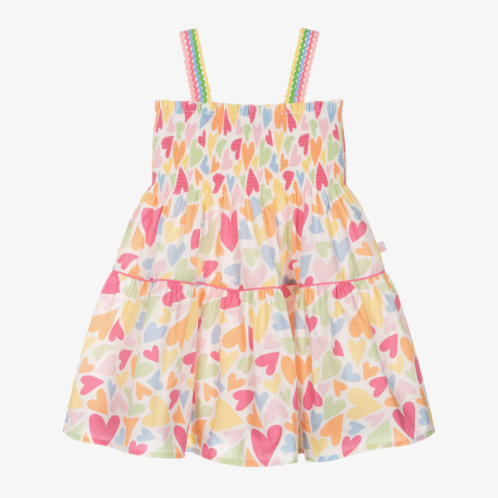 Mitty James - فستان بطبعة قلوب قطن بوبلين لون أبيض | Childrensalon