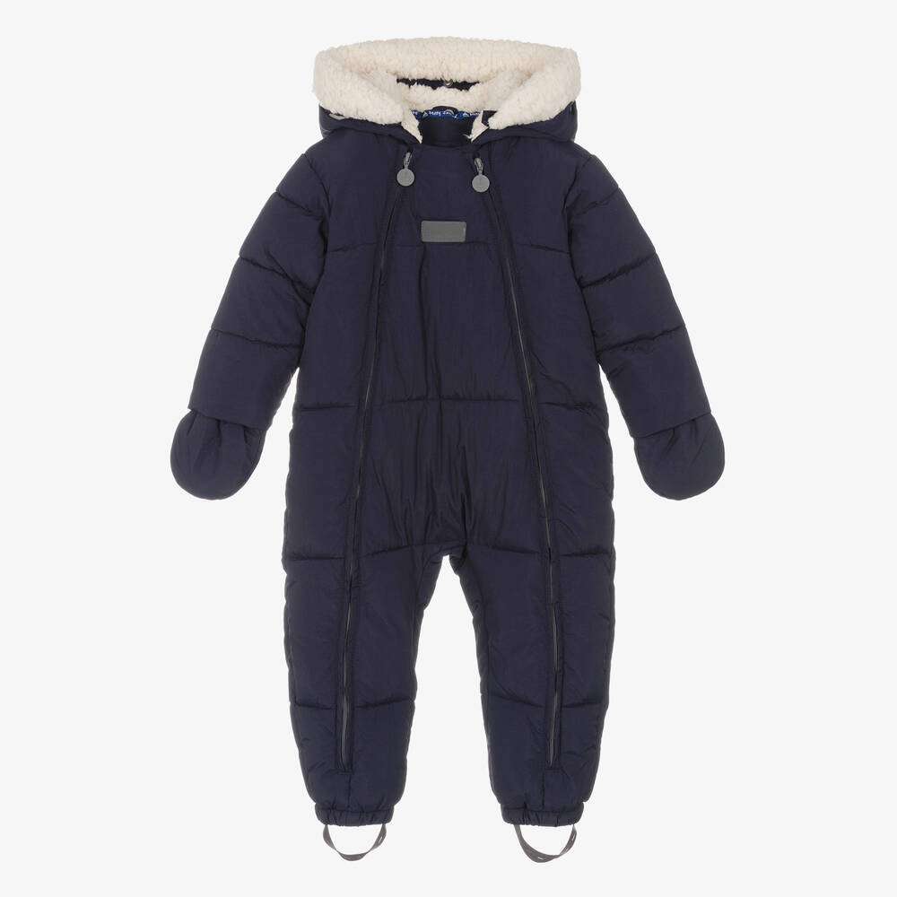 Mitty James - Navy Blue Puffer Baby Snowsuit | Childrensalon