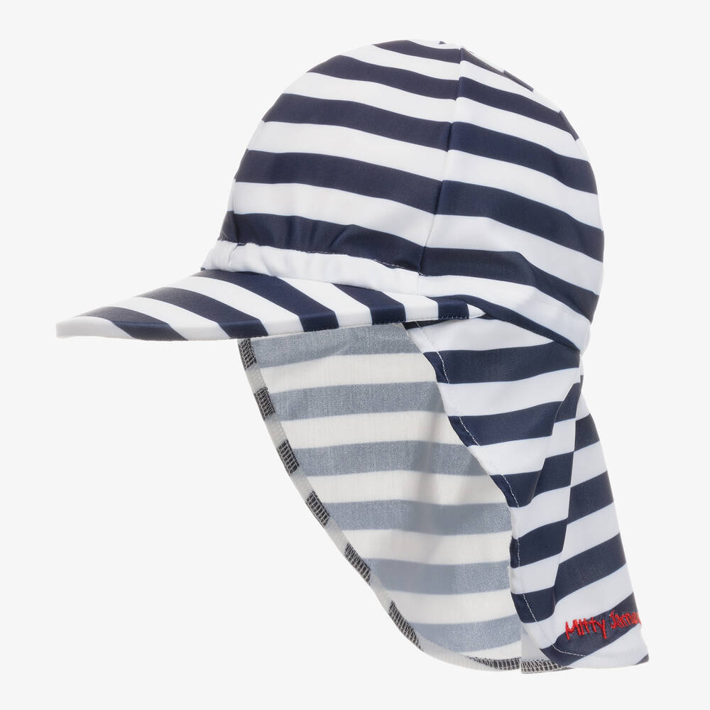 Mitty James - Navy Blue Striped Legionnaire's Hat (UPF 50+) | Childrensalon