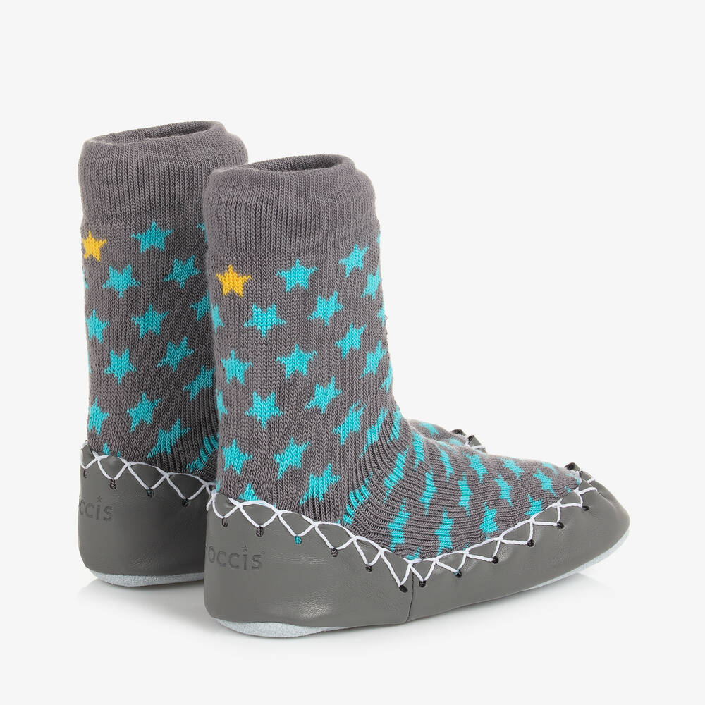 Moccis - Grey & Blue Slipper Shoes | Childrensalon