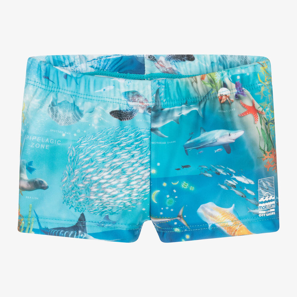 Molo - Голубые плавки-шорты с океаническим принтом (UPF50+) | Childrensalon